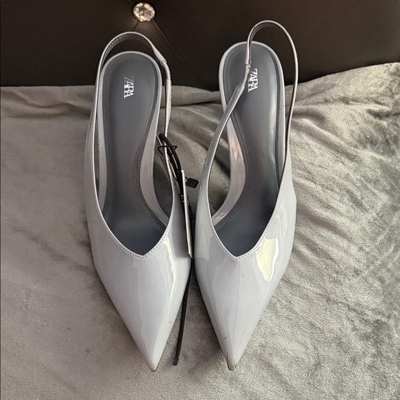 Zara Shoes - Zara Women's Elegant Silver Slingback Heels